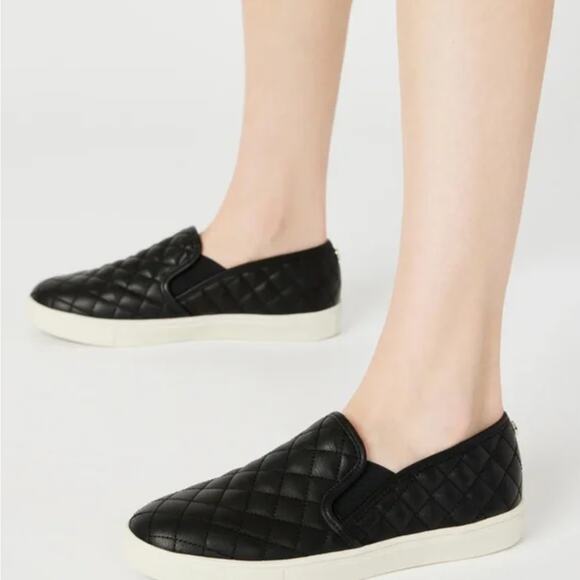 Steve Madden Ecentrcq Black Quilted Leather Sneakers Size 8 Chunky Platform - Picture 3 of 12